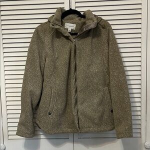 Hannah Olive Herringbone Hooded Wool-Blend Trench Coat